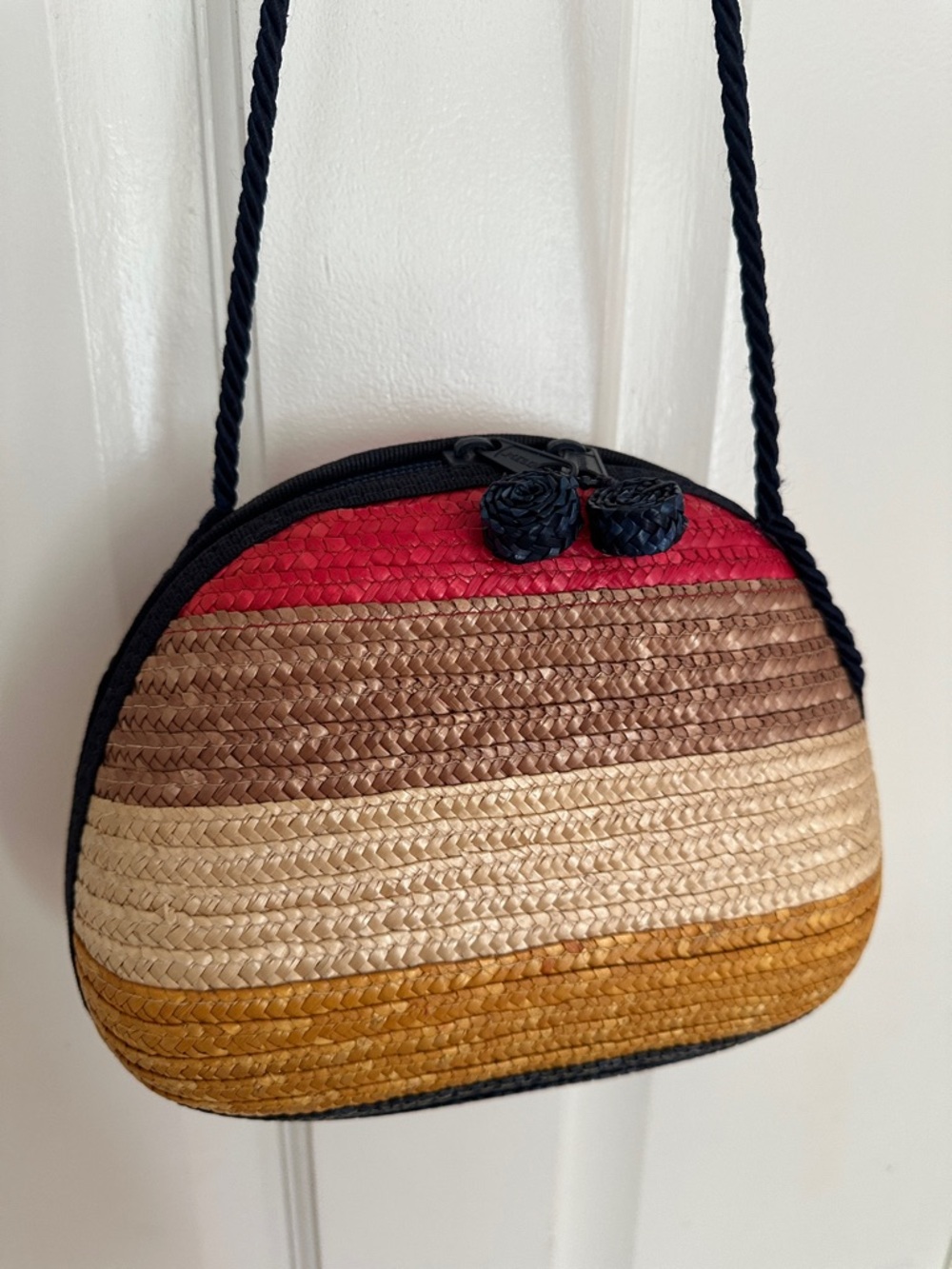 Vintage Liz Claiborne Straw Bag Crossbody Shoulder Made in Italy
